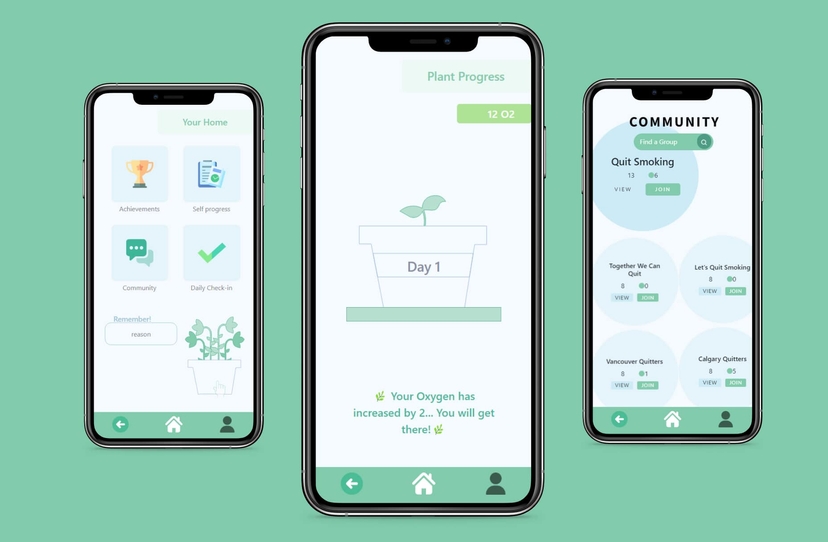 Coughie is a mobile-first web application designed to help people who want to quit their vaping habit. Users can input, track their progress, join a community, while growing their virtual plant 🌱.