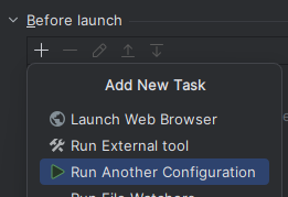 Add before launch configuration