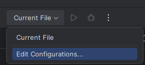 Current File drop-down menu on Webstorm